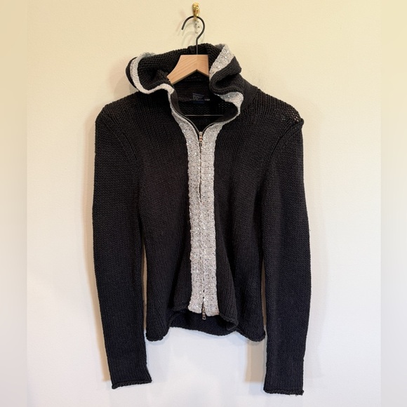 Sequin-Lined Cotton Knit Zip Up Hoodie - Picture 1 of 5